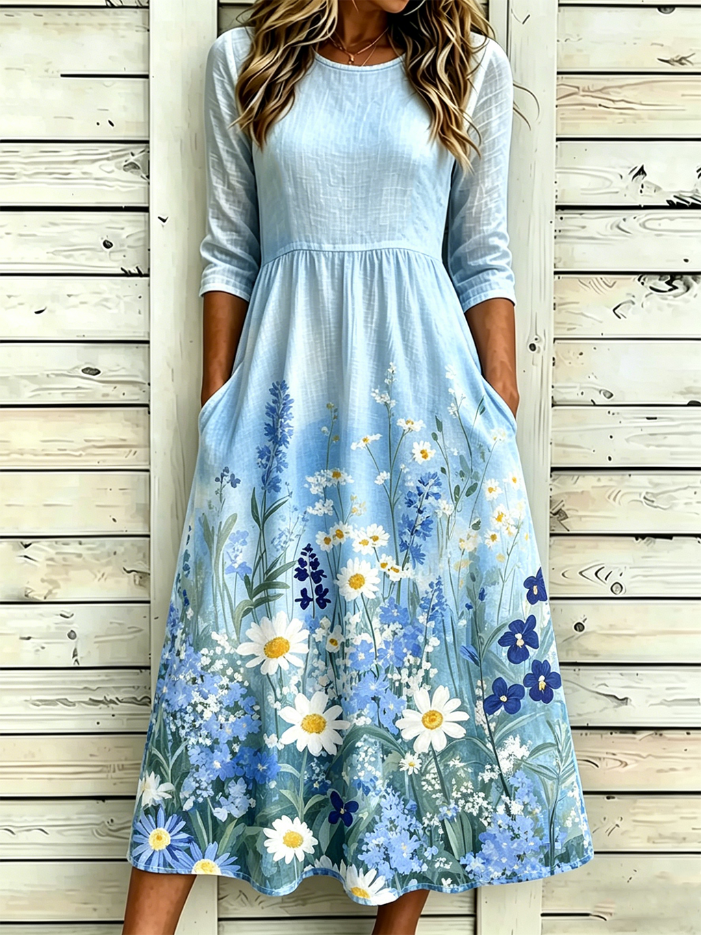 Gradient Pattern Vintage Loose Others Dress With No