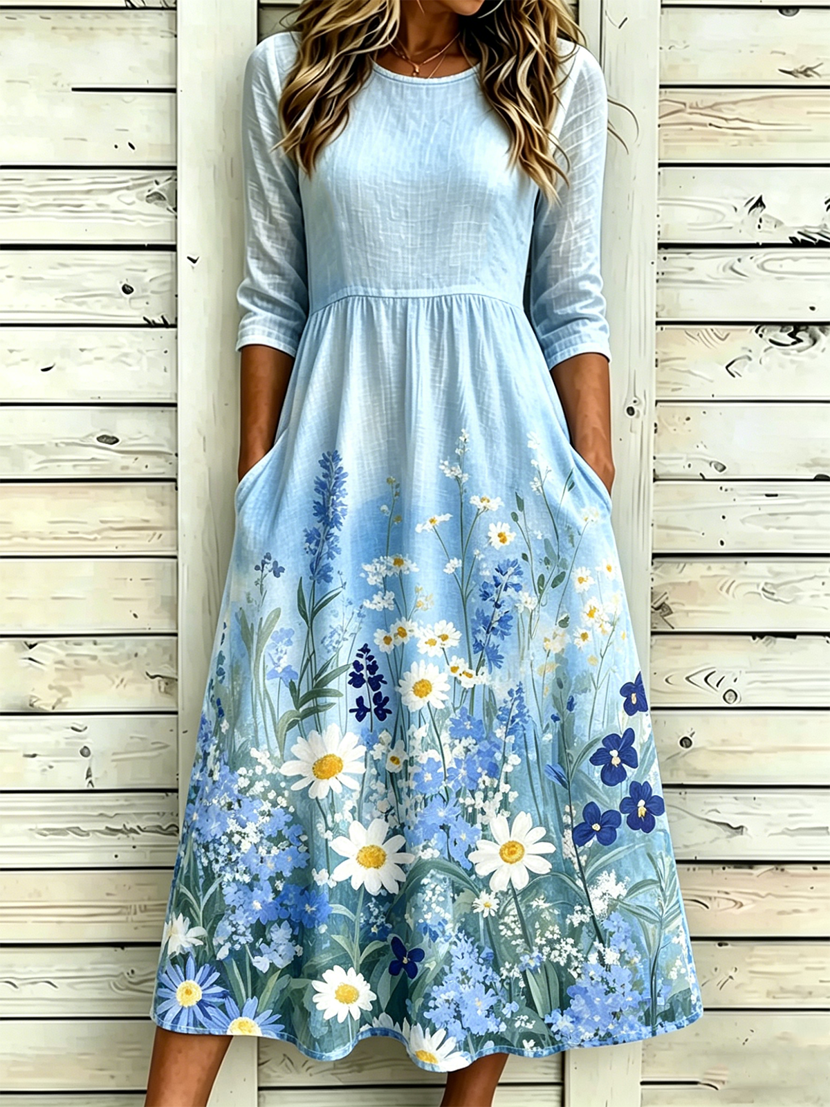 Gradient Pattern Vintage Loose Others Dress With No