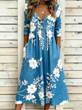 Half Open Collar Casual Dress With No
