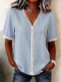 Casual Regular Fit V Neck Striped Blouse