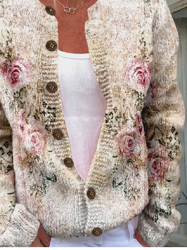 Vintage Gradient Long Cardigan â€?Button Front, Loose Fit