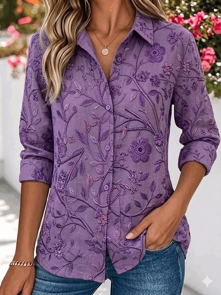 Simple Botanical Pattern Shirt