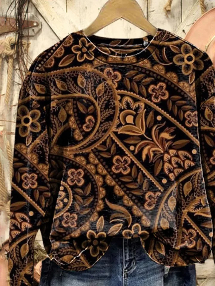 Floral Crew Neck Printing Casual Sweatshirt