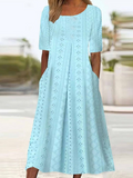 Women's Polka Dot Print Round Neck Everyday Long Casual Shift Dress