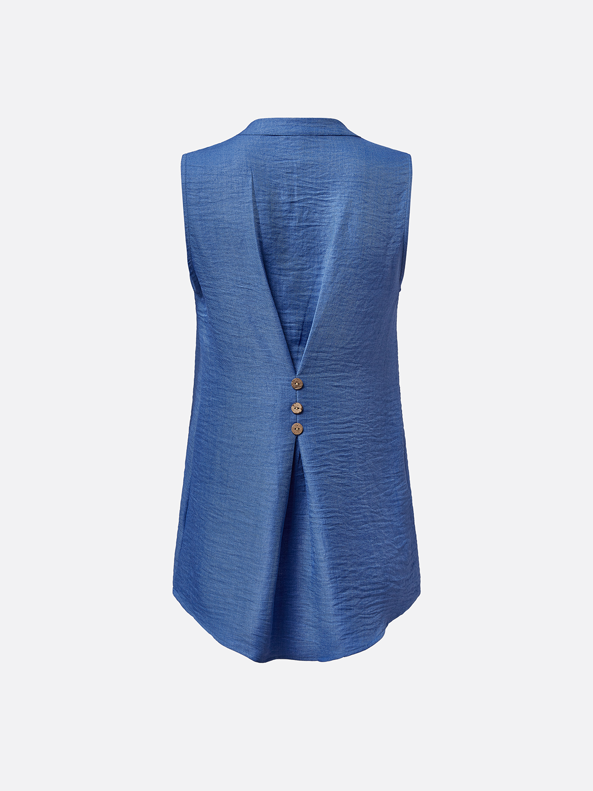 Buttoned Simple Sleeveless Regular Cotton and linen Shirts