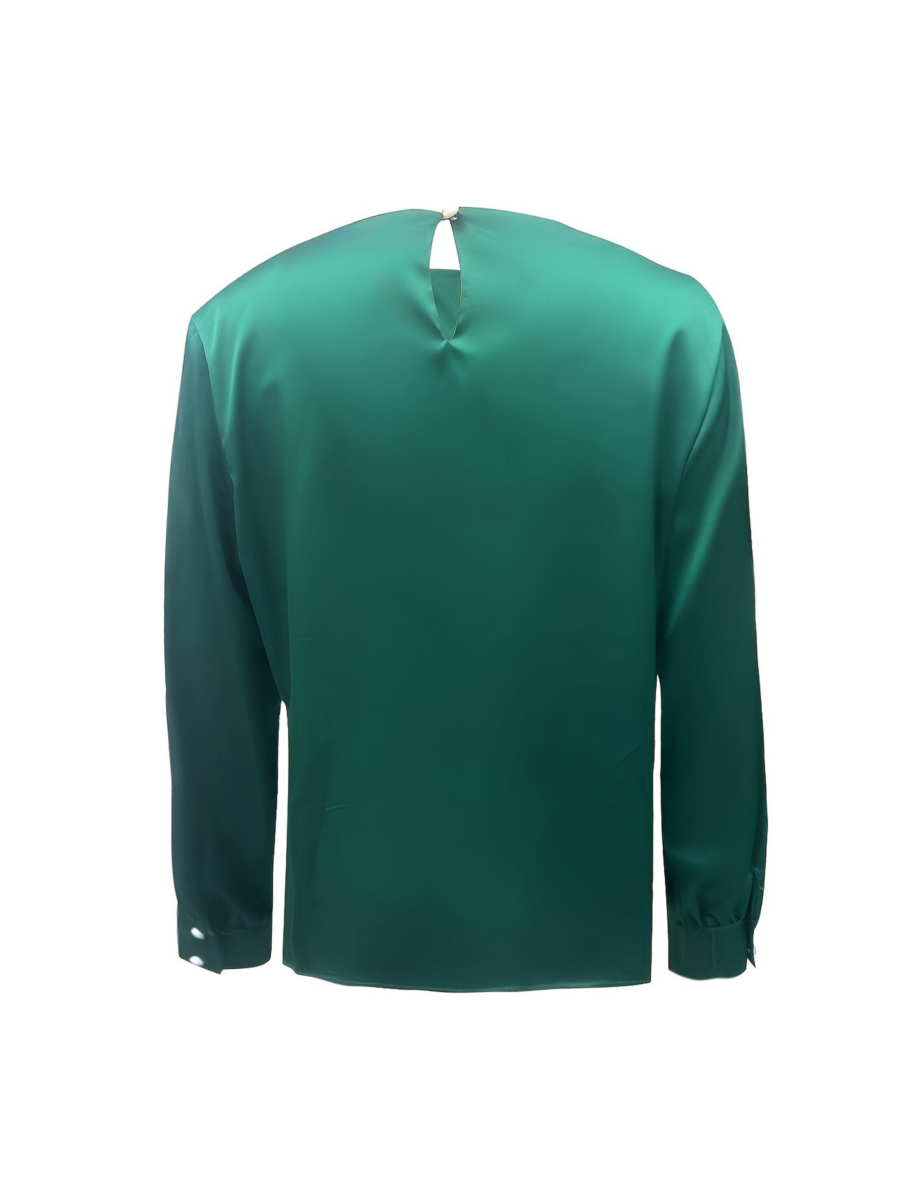 Vintage Stain Plain Crew Neck Long Sleeve Elegant Going Out Casual Top