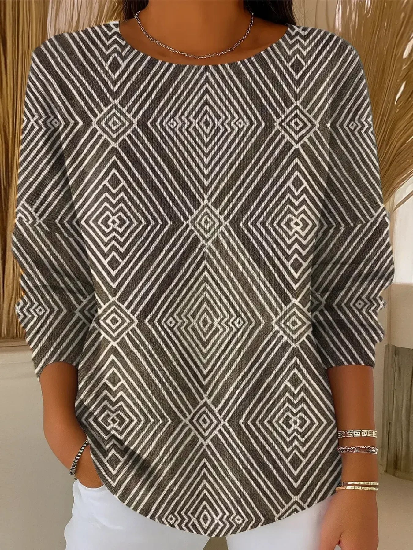 Casual Regular Fit Printing Crew Neck Sweater