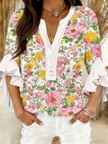 Floral Casual V Neck Shirt