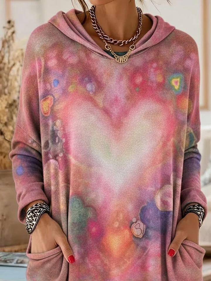 Heart/Cordate Vintage Printing Hoodie