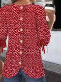 Crew Neck Cotton Simple Regular Fit Balloon Sleeve Blouse