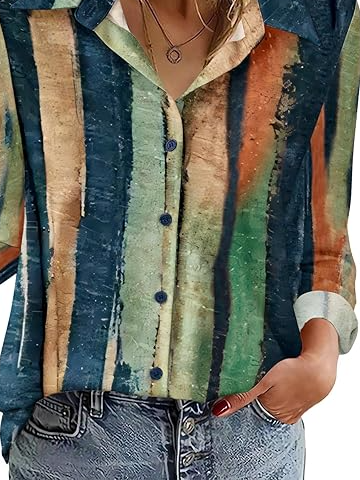 Shirt Collar Striped Loose Vintage Shirt