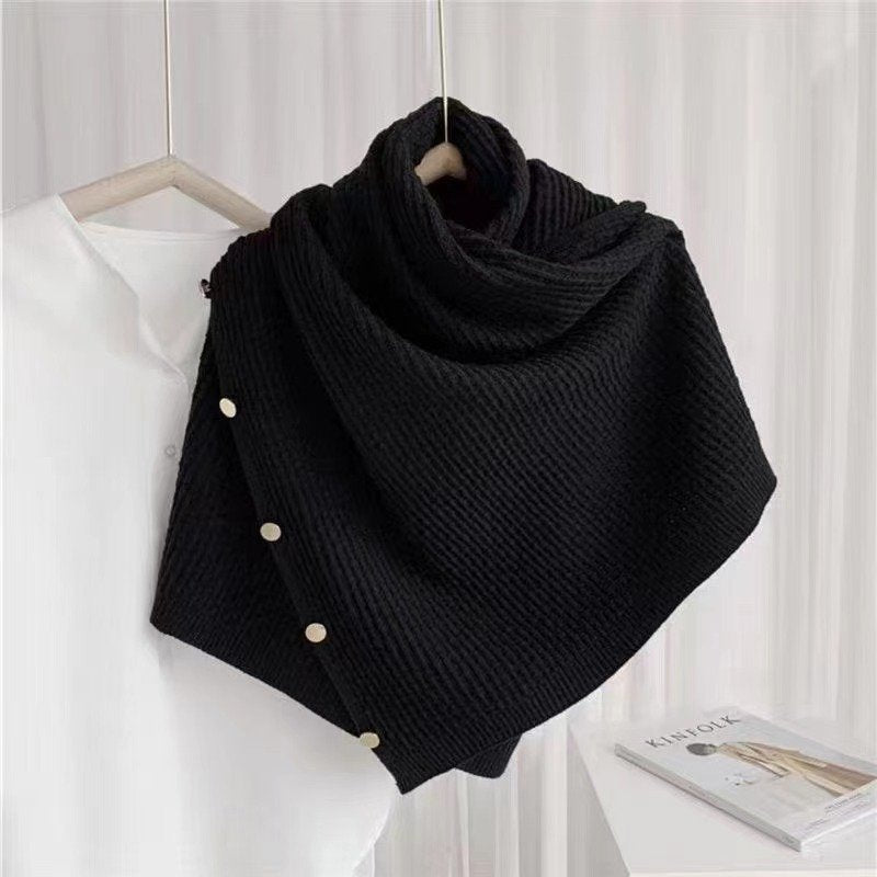 Simple Loose Wool-Blend Asymmetrical Collar Kimono