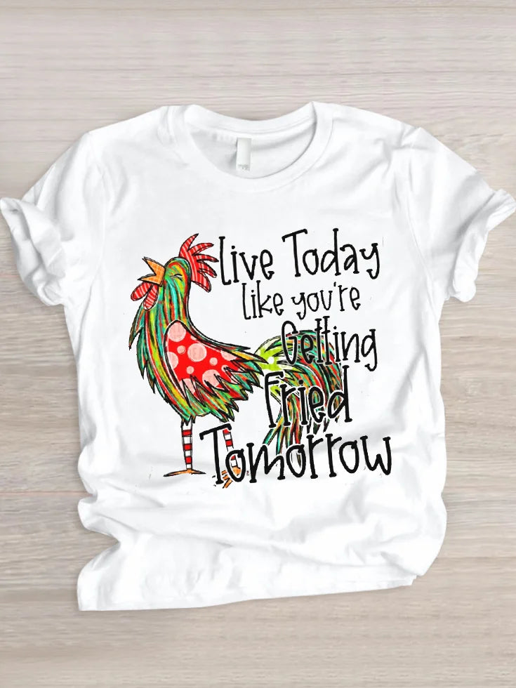 Text Letters Casual Regular Fit T-Shirt