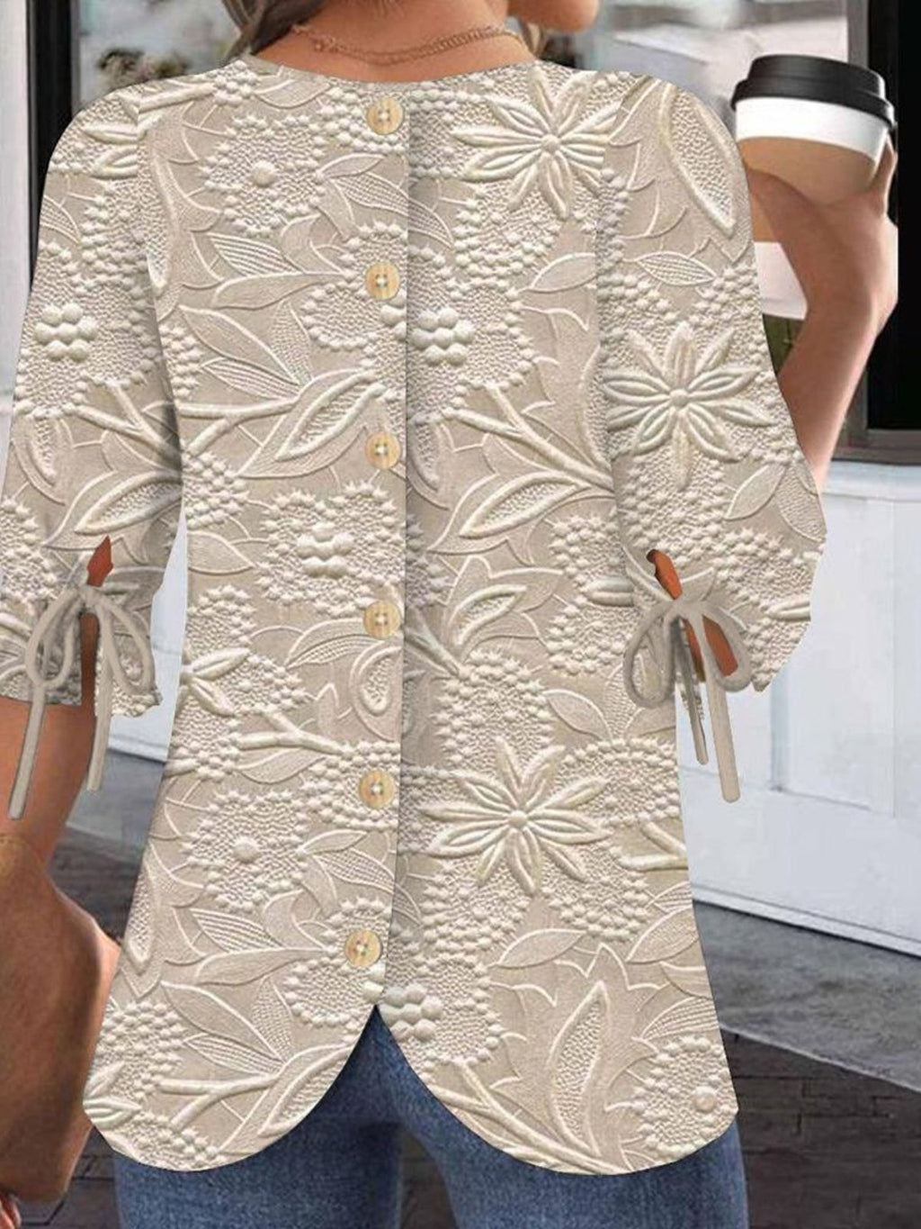 Regular Fit Street Crew Neck Balloon Sleeve Blouse