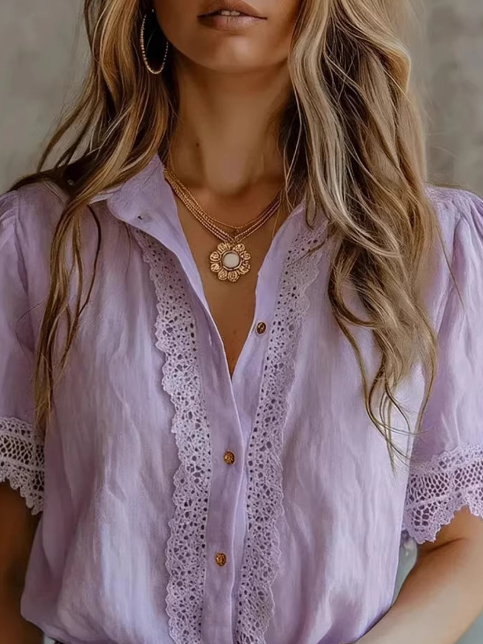Cotton Casual Plain Shirt Collar Shirt