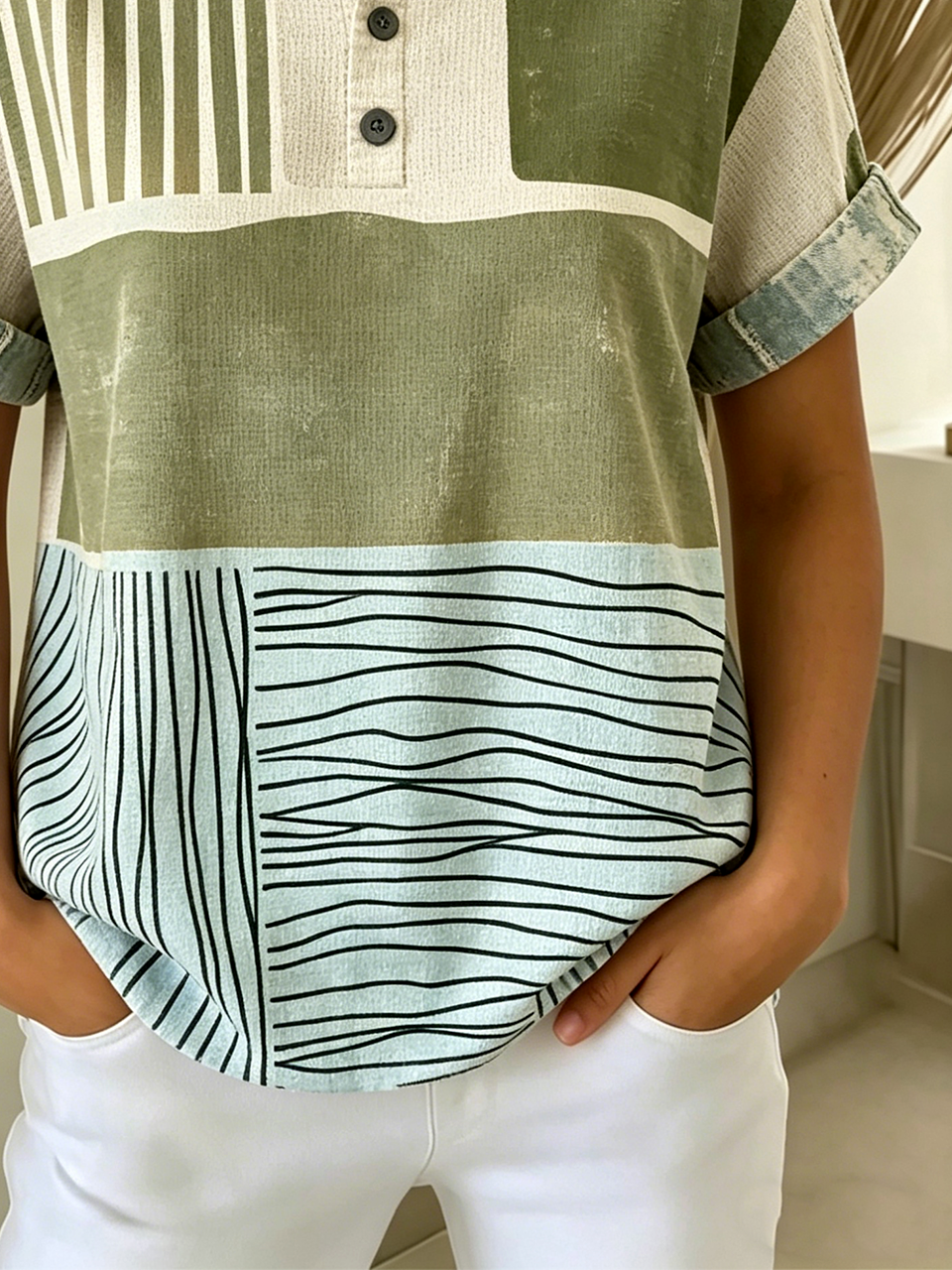 Others Geometric Vintage Loose T-Shirt
