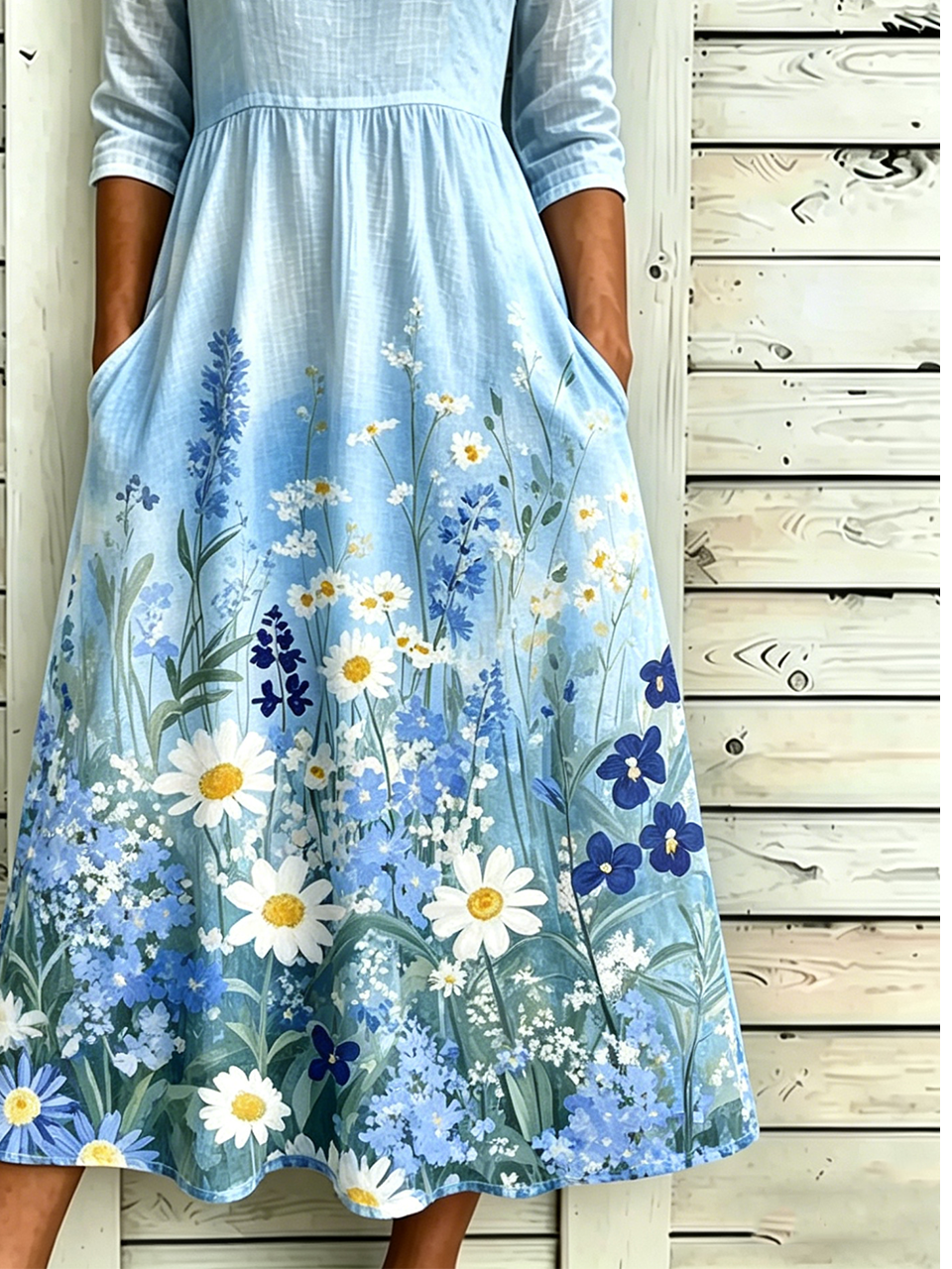 Gradient Pattern Vintage Loose Others Dress With No