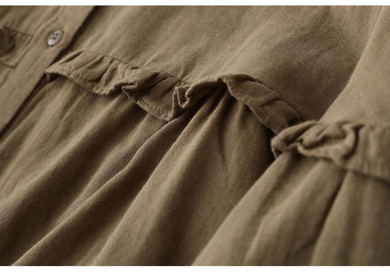Shawl Collar Loose Plain Vintage Shirt