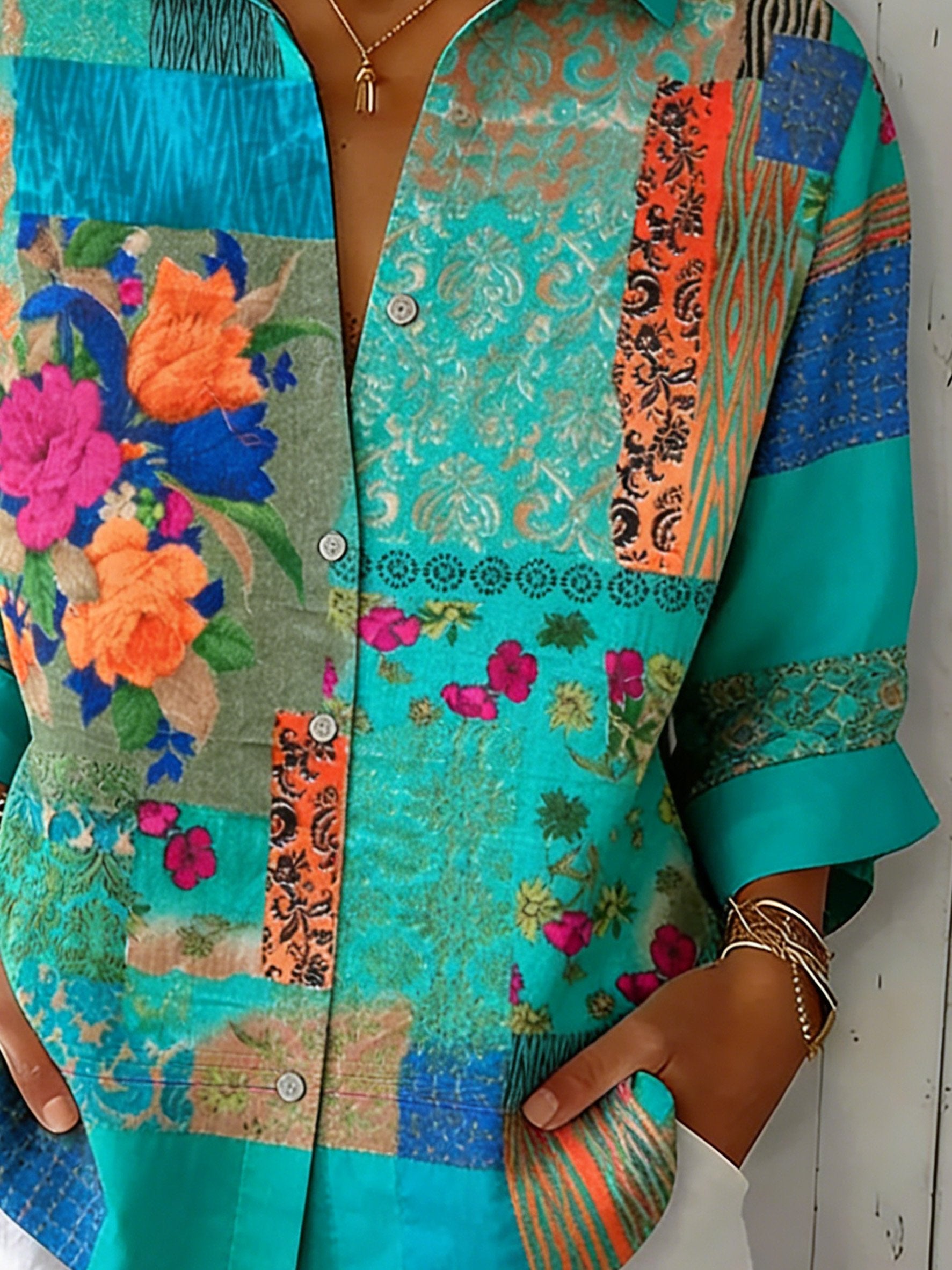 Women's 3D Floral Printing Casual Shirt