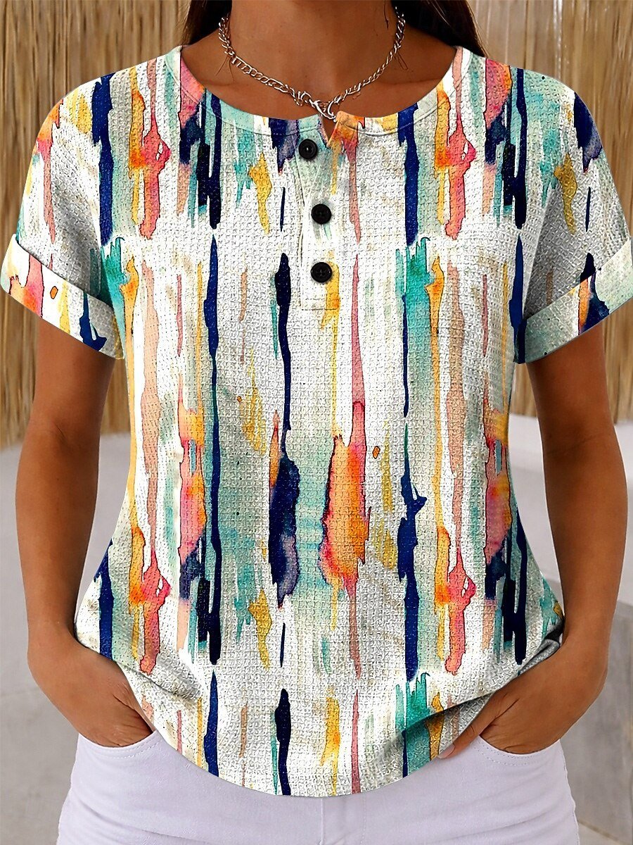 Geometric Loose Casual Others T-Shirt