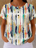 Geometric Loose Casual Others T-Shirt
