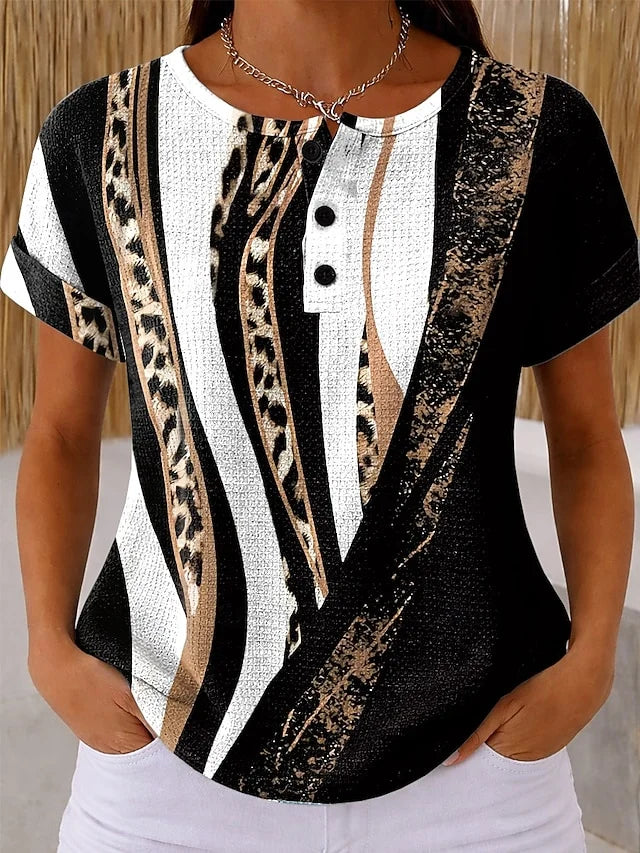 Geometric Loose Casual Others T-Shirt