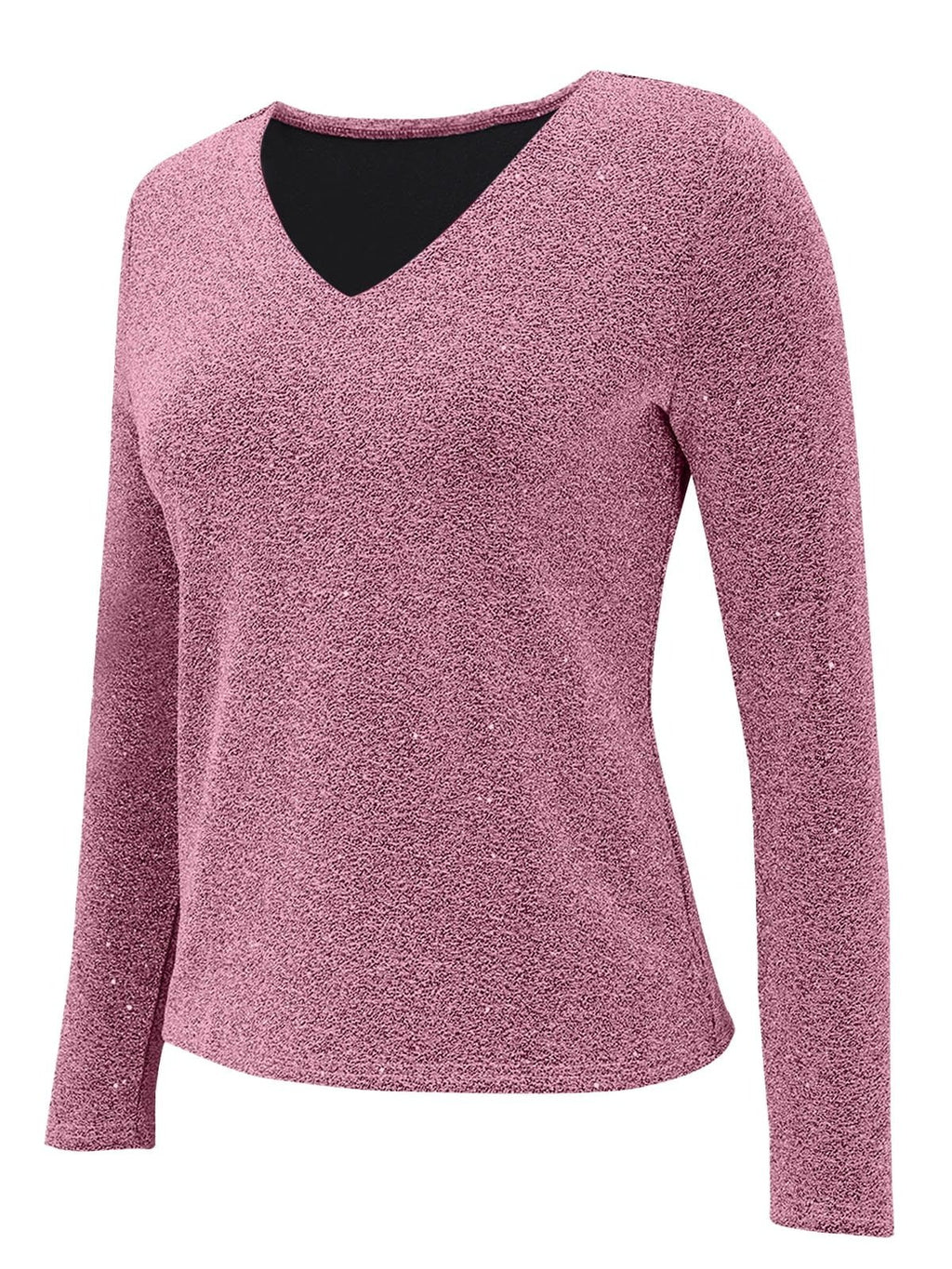 Women's Long Sleeve T-shirt Spring/Fall Silver Plain Split Joint Polyester Cotton V Neck Daily Going Out Casual Top