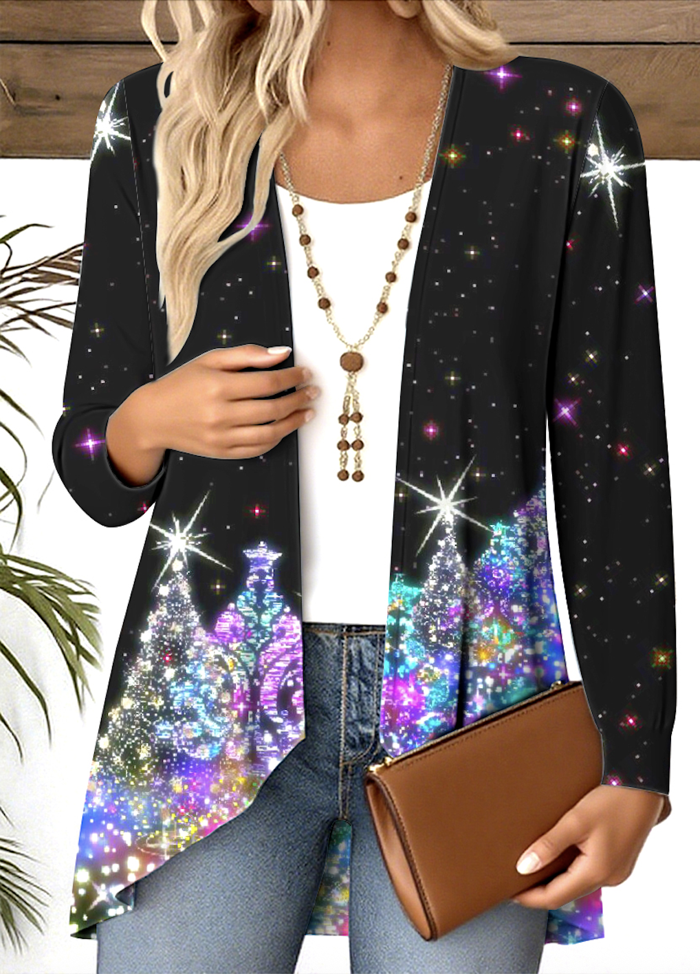 V Neck Casual Regular Fit Christmas Blouse