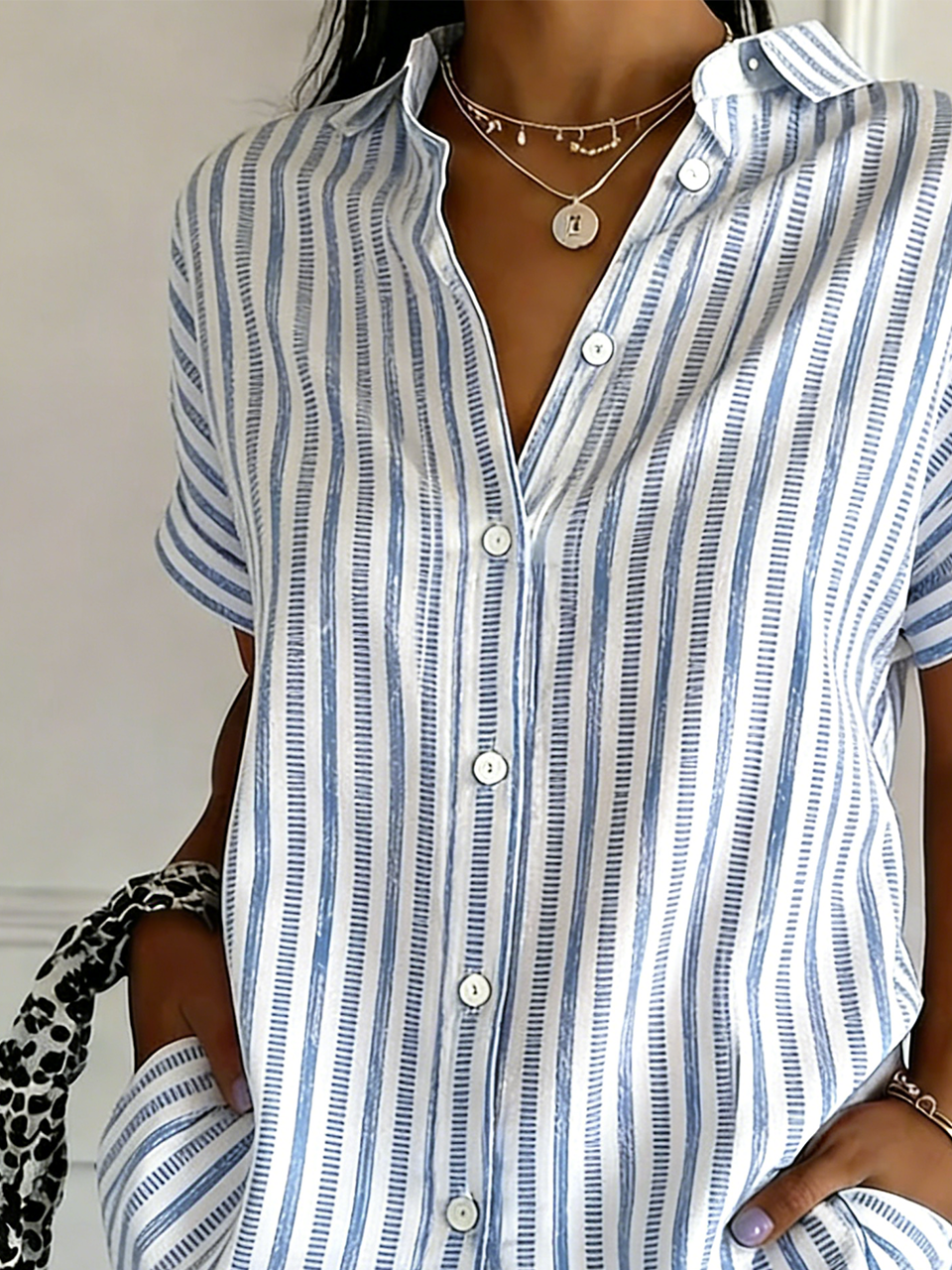 Cotton And Linen Shawl Collar Regular Fit Elegant Shirt