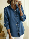 Plain Cotton-Blend Vintage Loose Shirt