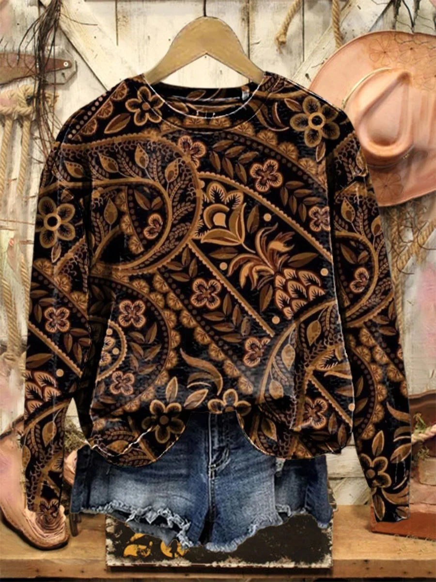 Floral Crew Neck Printing Casual Sweatshirt