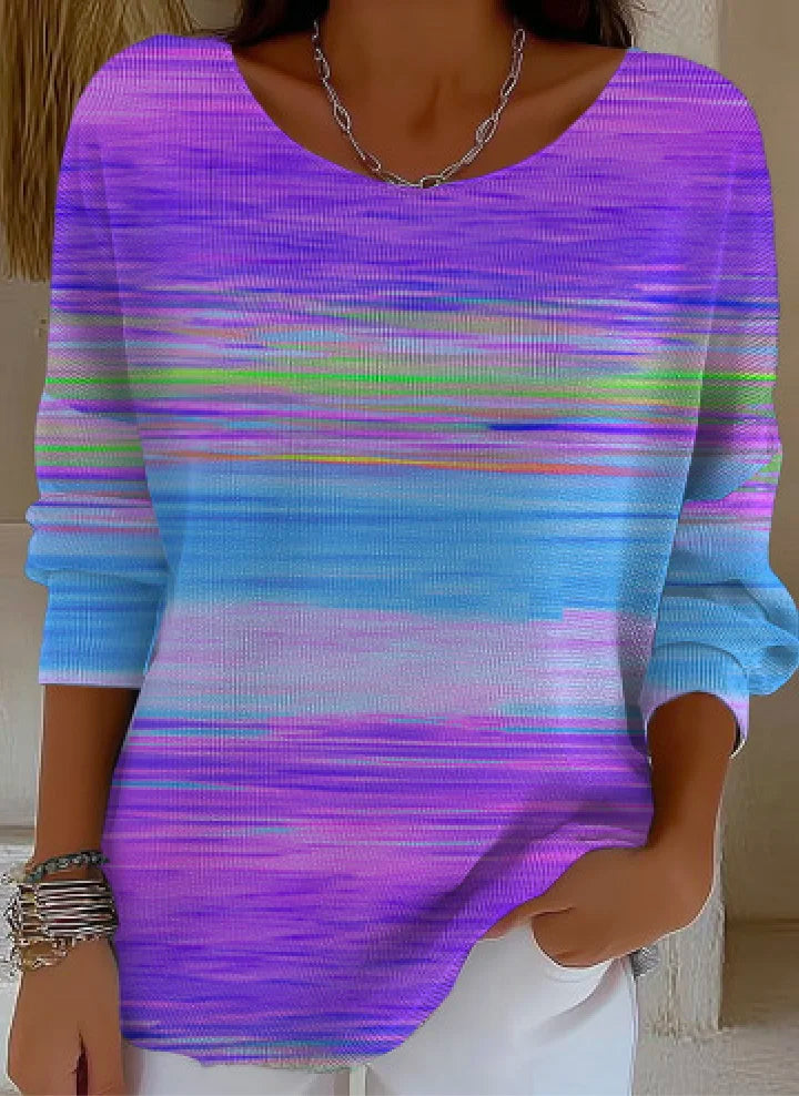 Casual Regular Fit Ombre V Neck T-Shirt