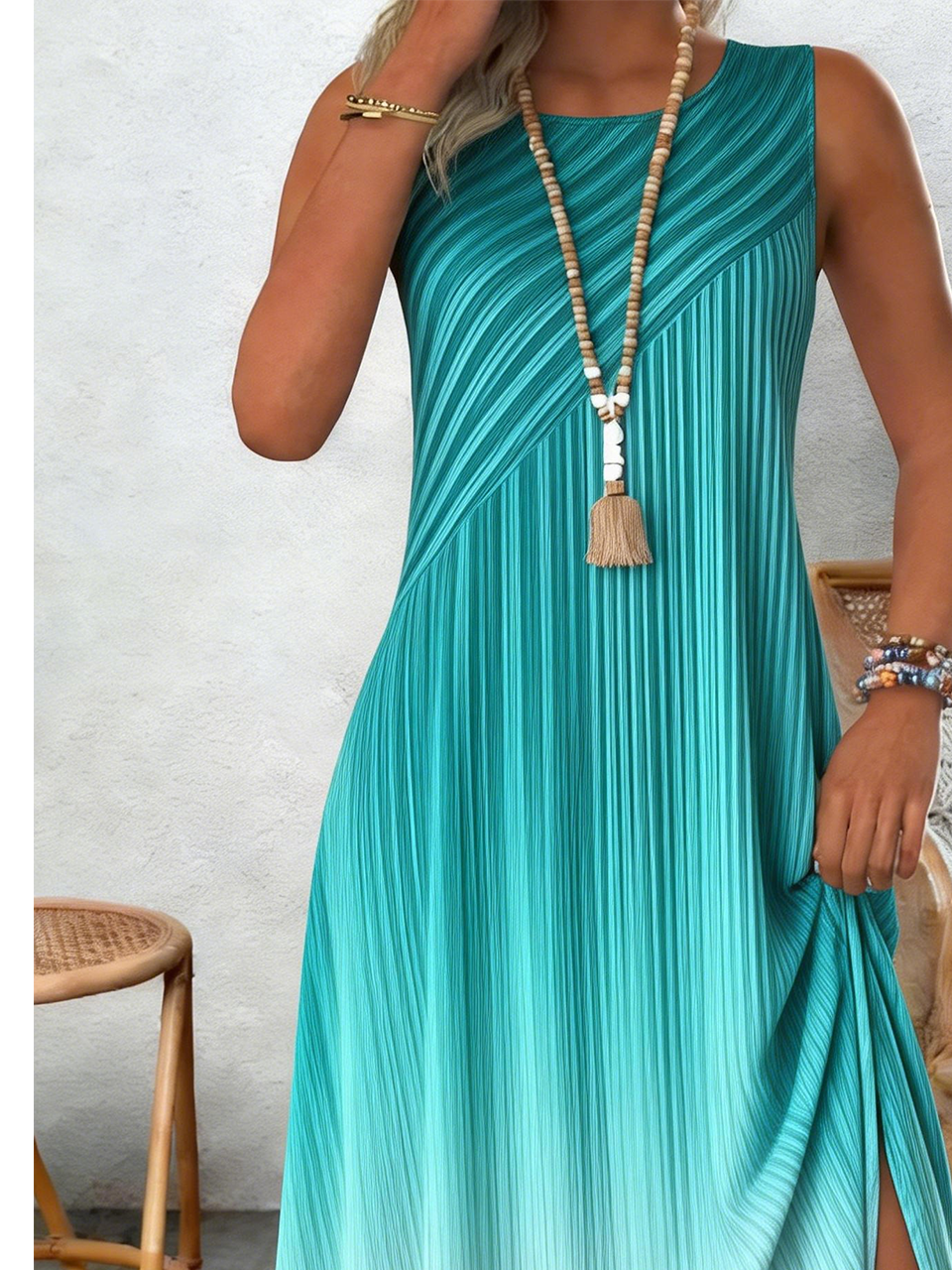 Gradient Pattern Casual Dress With No