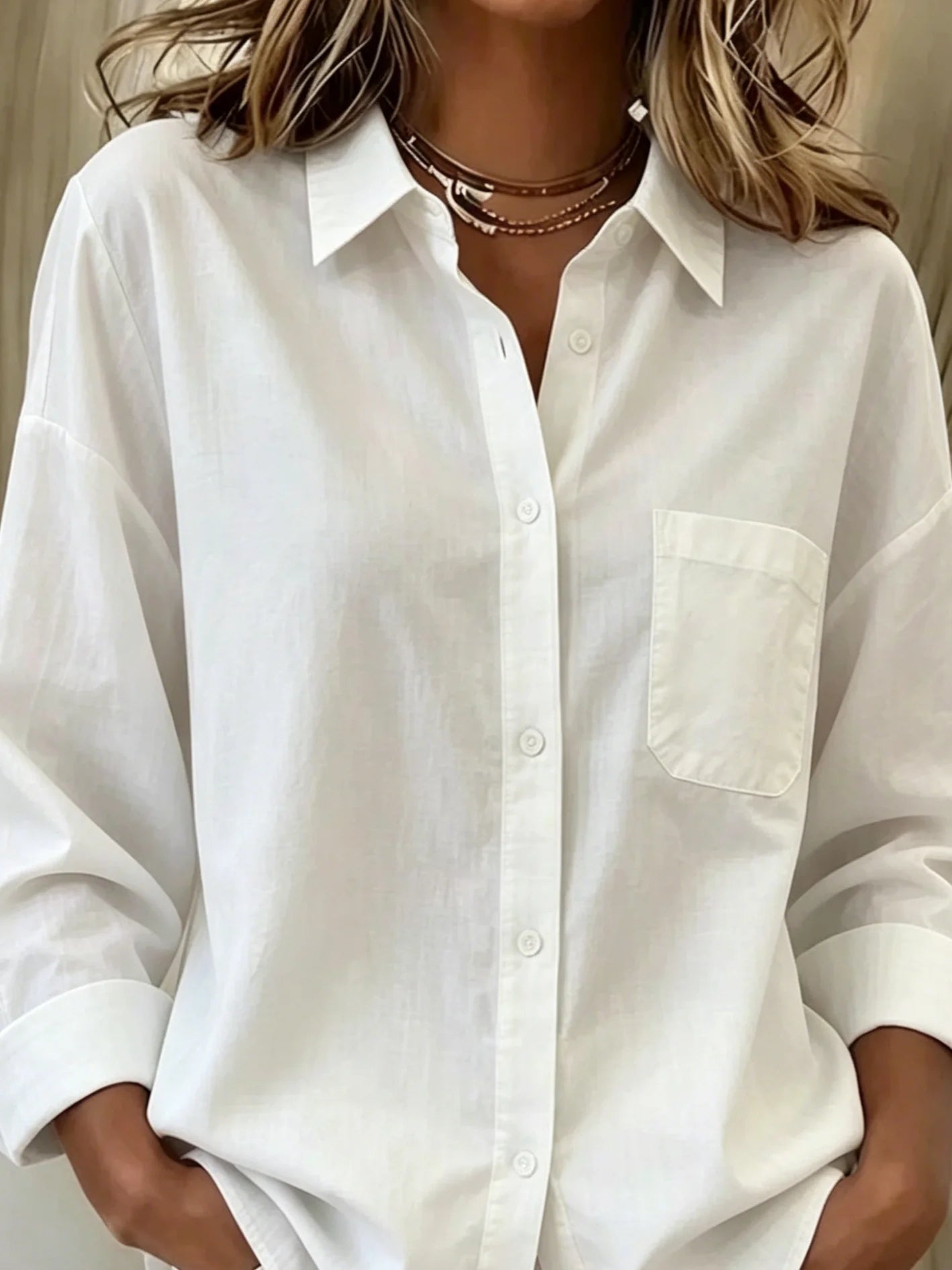Shawl Collar Casual Loose Plain Shirt