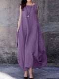 Casual Plain Crew Neck Maxi Dress