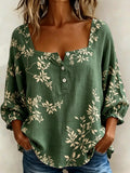 Botanical Pattern Loose Vintage Others Shirt