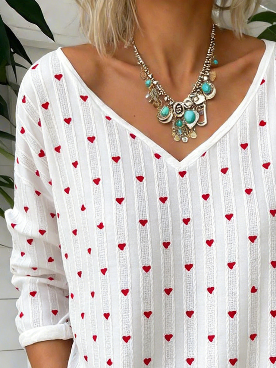 Loose V Neck Vintage Jersey T-Shirt