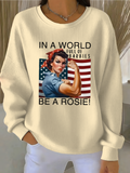 Independence Day Crew Neck Simple Loose Sweatshirt