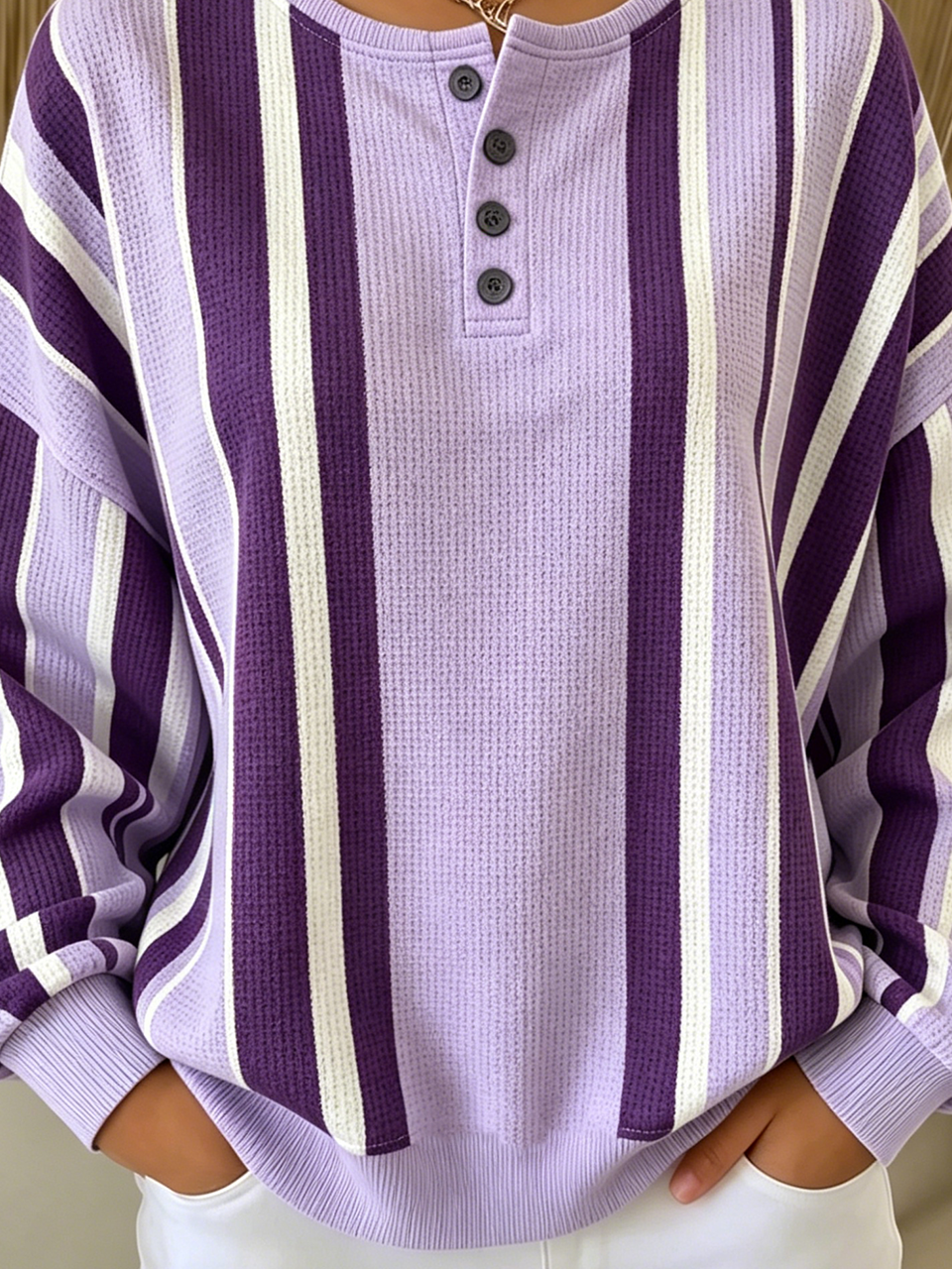 Others Striped Casual Sweatshirt