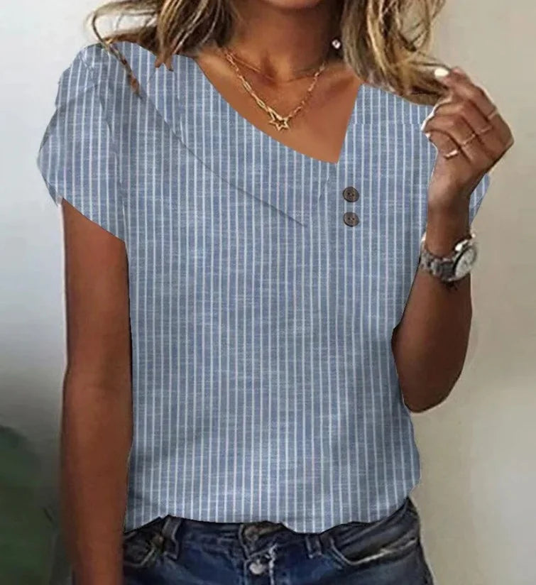 Women's Short Sleeve T-shirt Summer Green Plain Buckle Asymmetrical Daily Going Out Casual Top