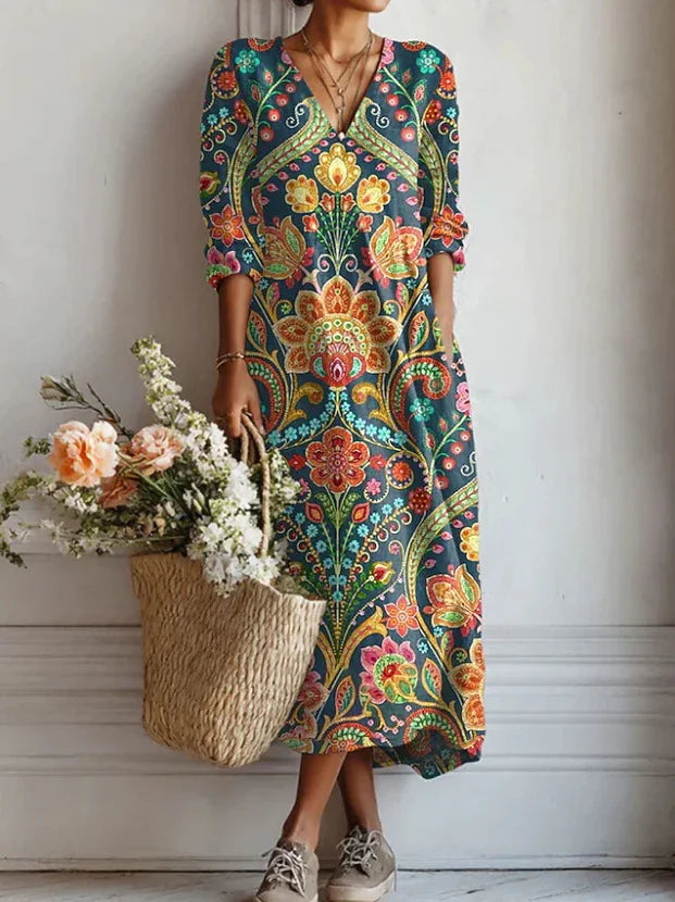 Casual Crew Neck Loose Dress With No