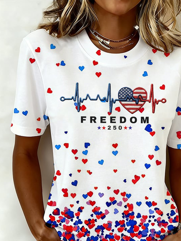 Regular Fit Casual Crew Neck Text Letters T-Shirt