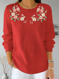 Printing Simple Floral Regular Fit Sweater