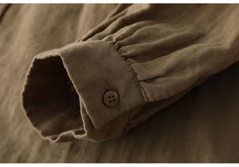 Shawl Collar Loose Plain Vintage Shirt