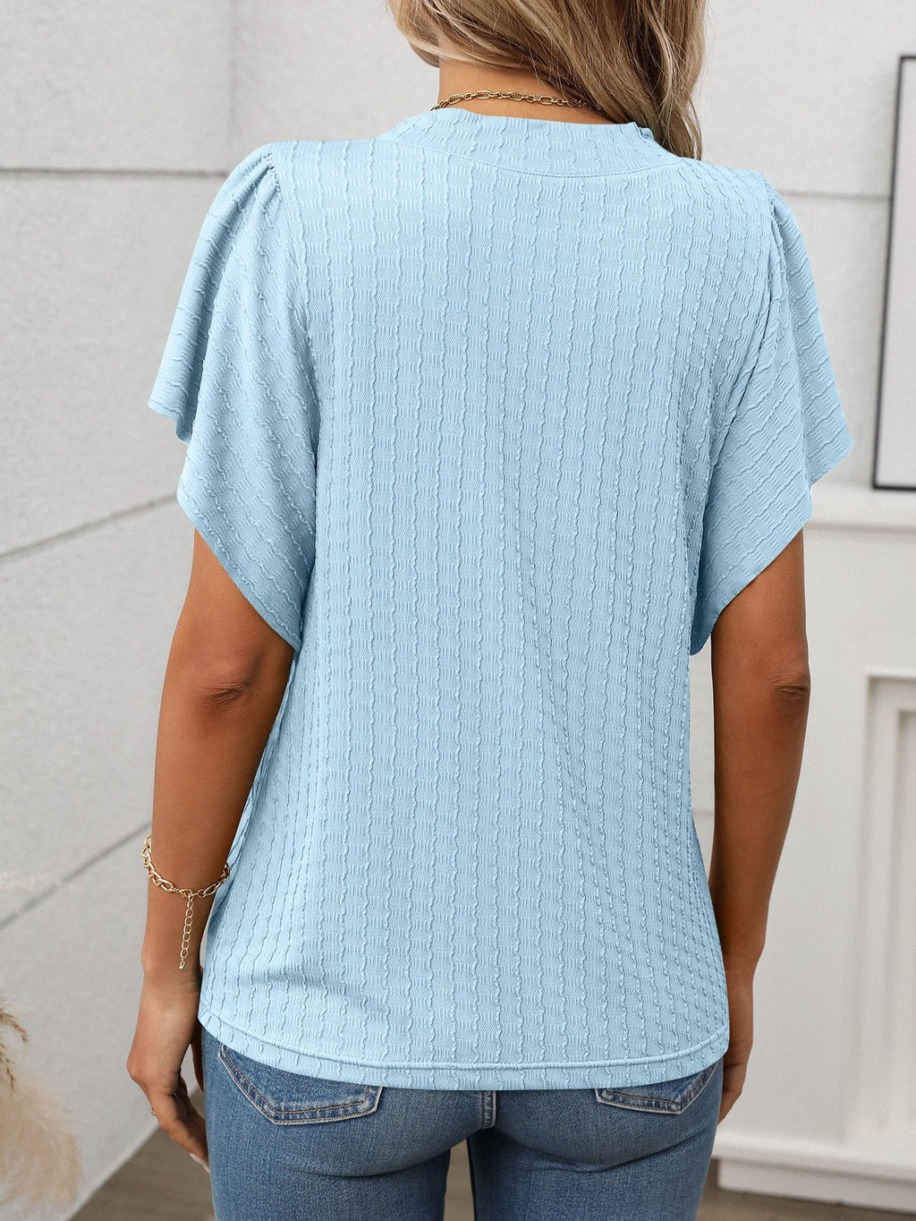Loose Elegant Plain Crew Neck T-Shirt
