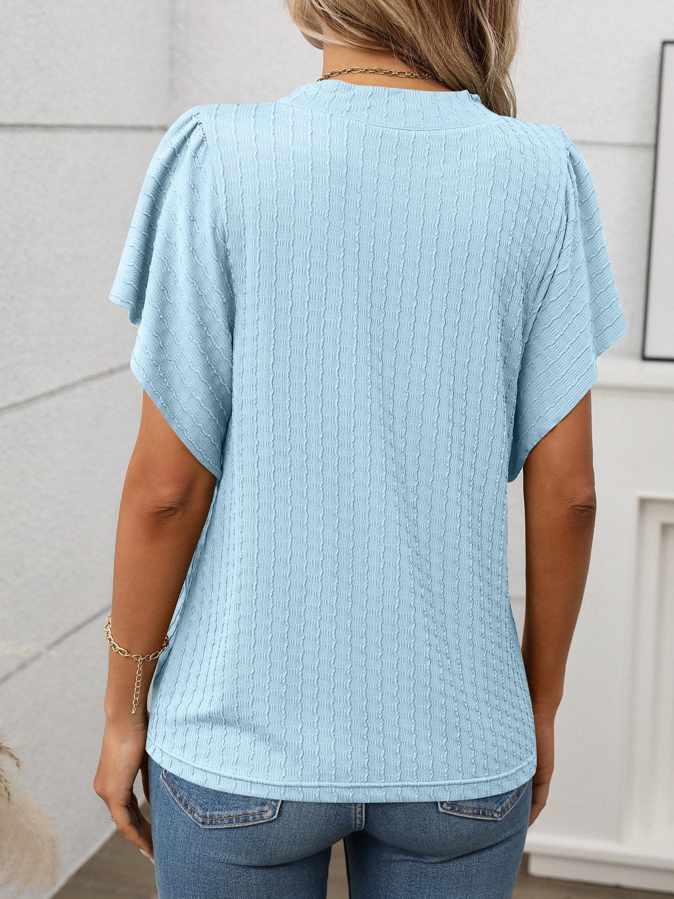 Loose Elegant Plain Crew Neck T-Shirt