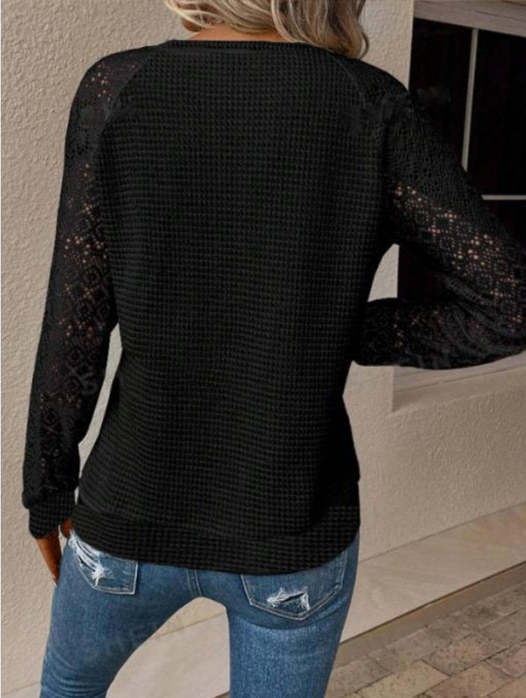 Women's Long Sleeve T-shirt Spring/Fall White Geometric Jacquard Crew Neck Raglan Sleeve Daily Going Out Vintage Top