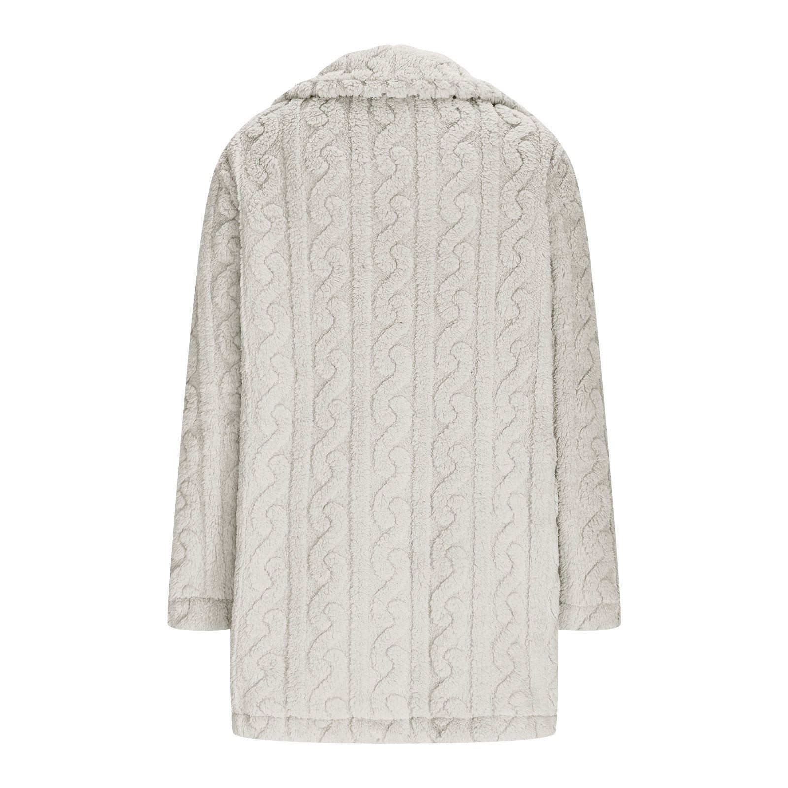 Lapel Collar Casual Loose Plain Teddy Jacket