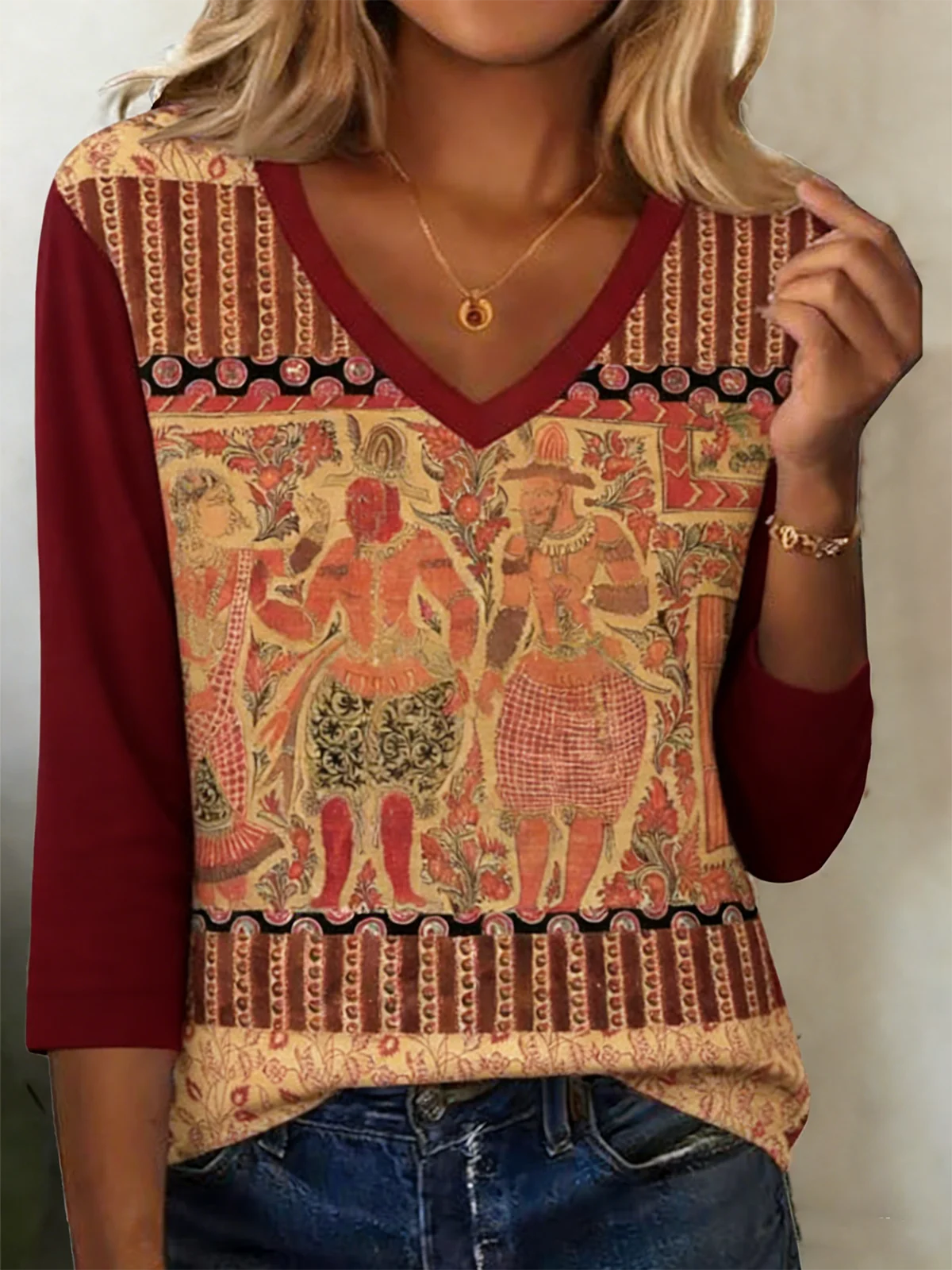 Casual Nationality/Ethnic T-Shirt