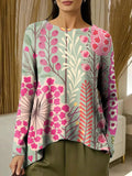 Women's Long Sleeve T-shirt Spring/Fall Pink Geometric Printing Crew Neck Daily Going Out Vintage Top